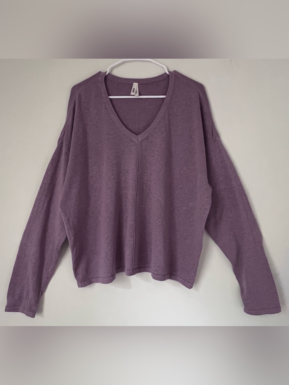 Pact Organic Cotton Classic Fine Knit Relaxed V-Neck Sweater Plum XL